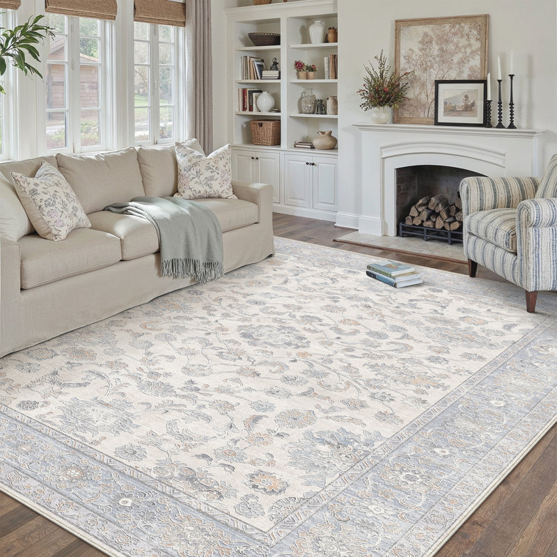 Lume Classic Persian Inspired Area Rug in Light Blue, Blue, Rectangle 9' x 12'
