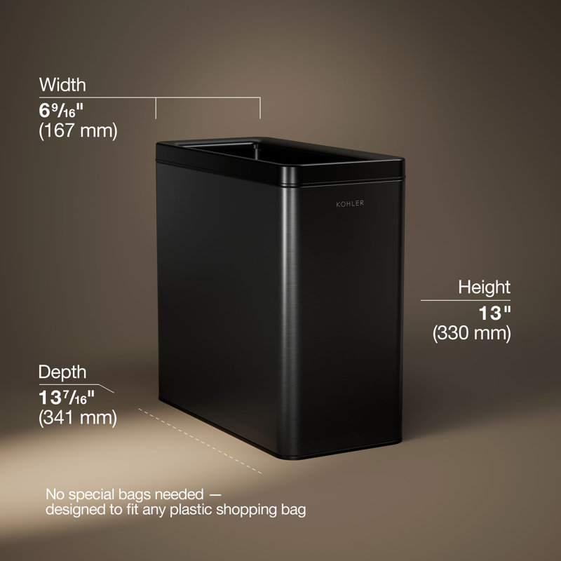 12-Liter Open-Top Trash Can, Black Stainless Steel