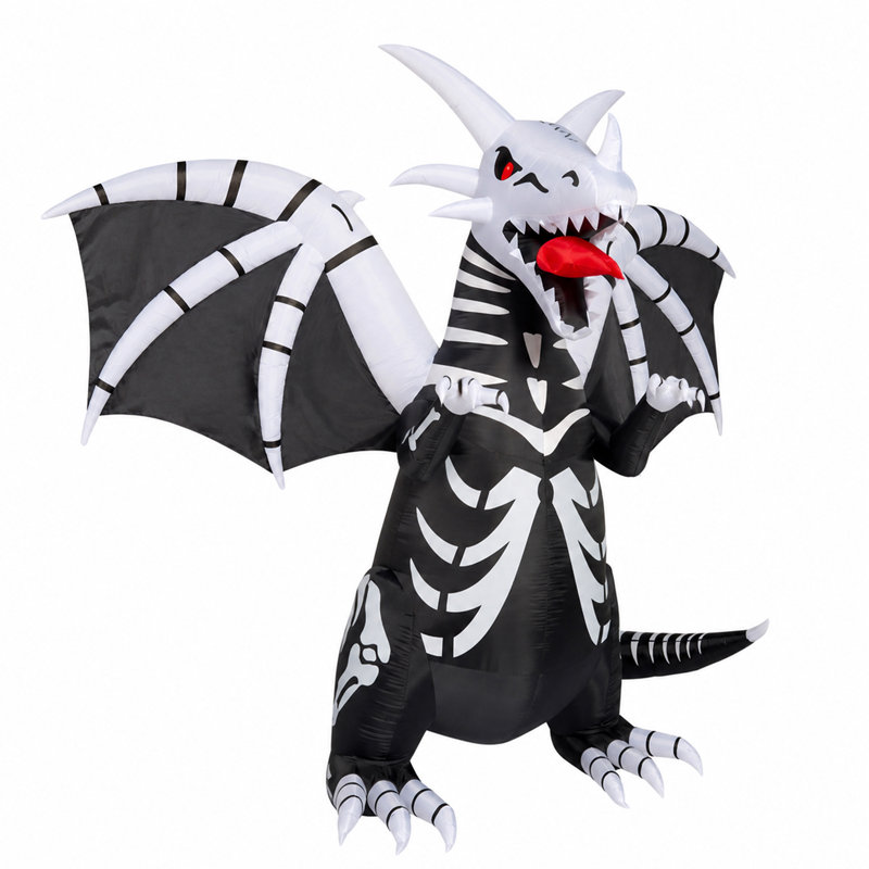 Dragon squelette gonflable 9,2 pi avec yeux rouges DEL Halloween