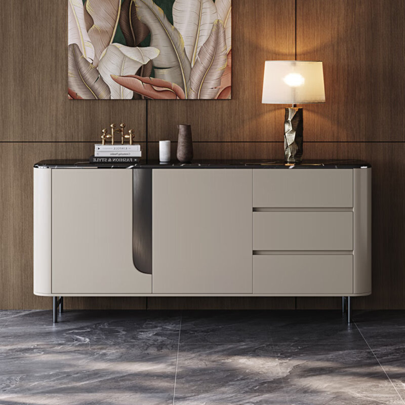 Modern Italian Light Luxury Dining Sideboard, Gray, 35.43" H x 70.87" W x 15.75" D
