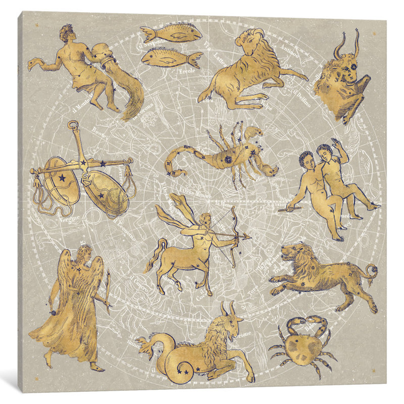 « gilded zodiac », impression sur toile tendue, H 37 po x l 37 po x P 1,5 po