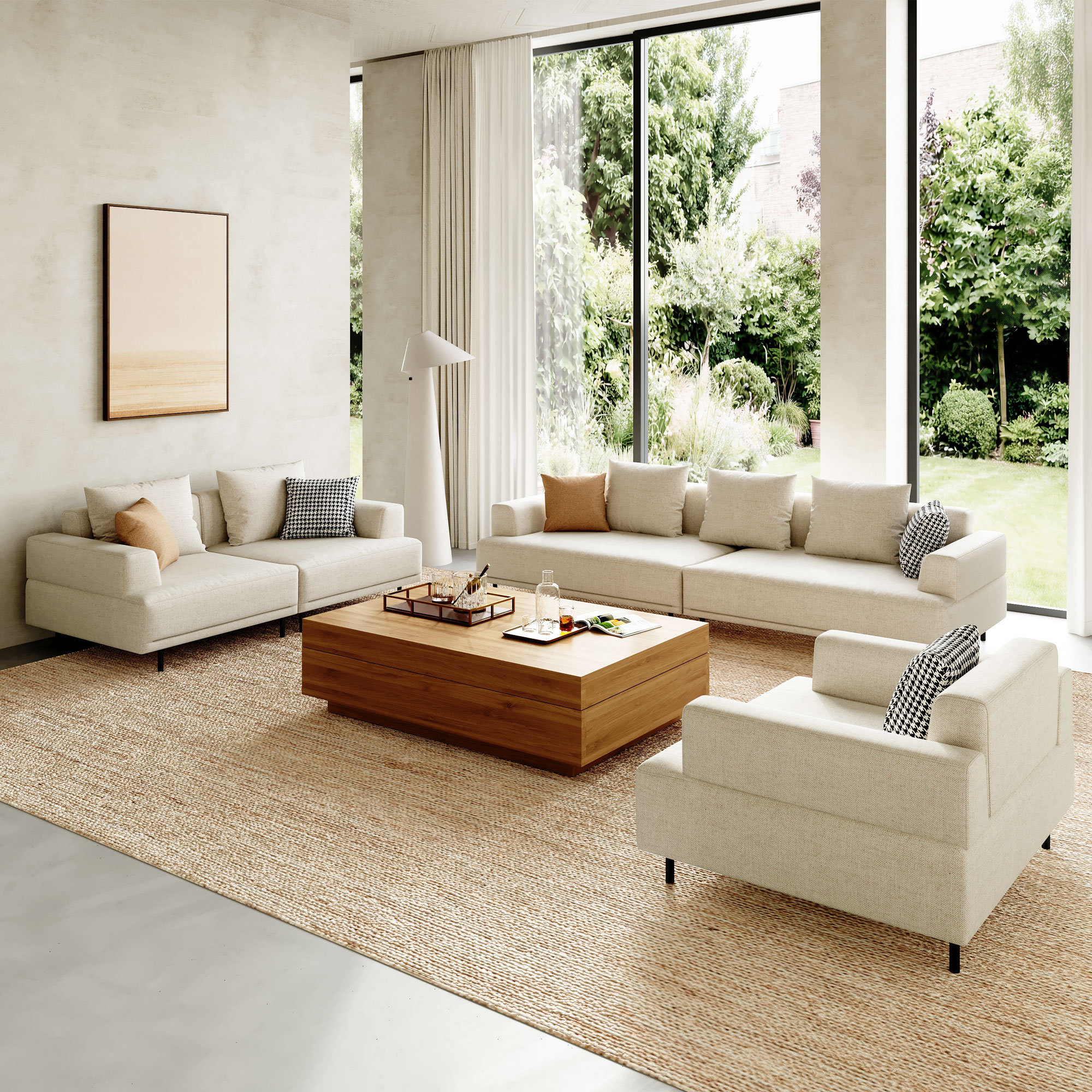 Latitude Run® 3 Piece Cotton Linen Fabric Living Room Set - Wayfair Canada
