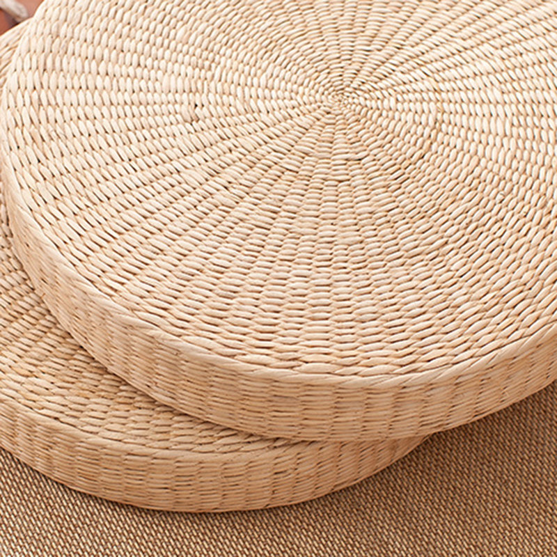Straw Flat Seat Cushion, Handmade Floor Pouf Mat, Ottoman Footstool For Meditation, Zen, Yoga Practice Or Buddha 45cm