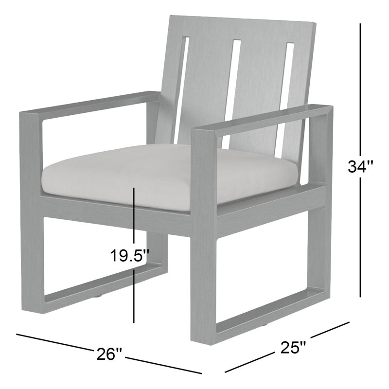 Redondo Outdoor Dining Armchair, Cast Silver Sunbrella®