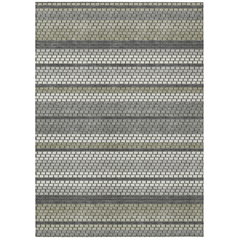 Machine Washable Indoor/Outdoor Lockway ACN2427 Stripes Rug, Rectangle 10' x 14'