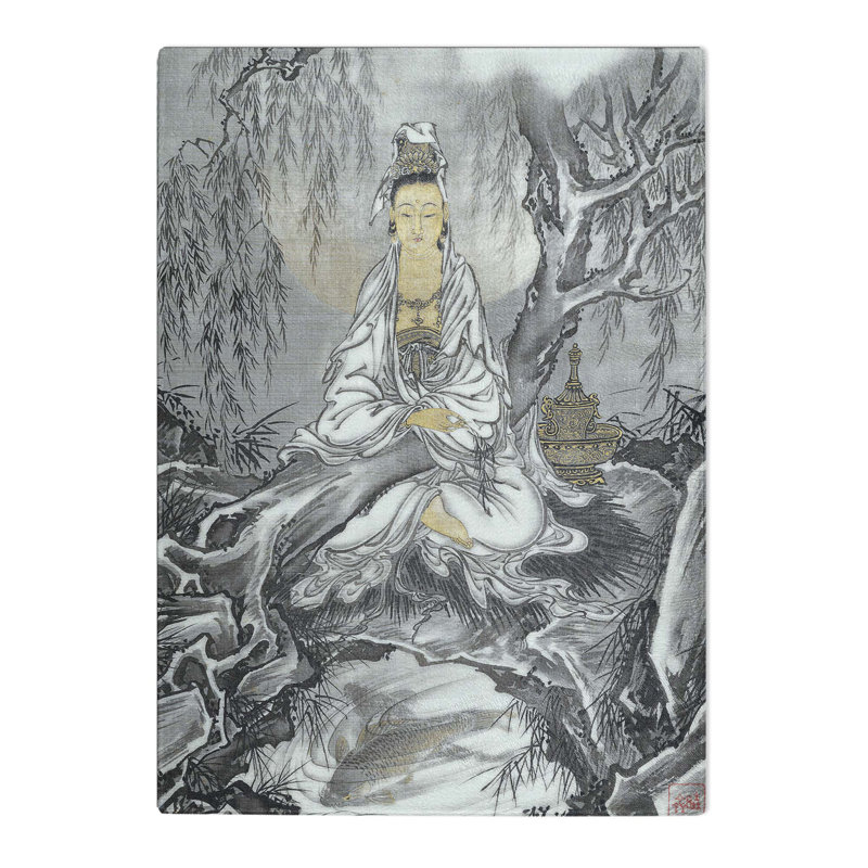 Tempered Glass Robed Kannon by Kawanabe Kyosai Chopping Board, 20cm W x 28.5cm L