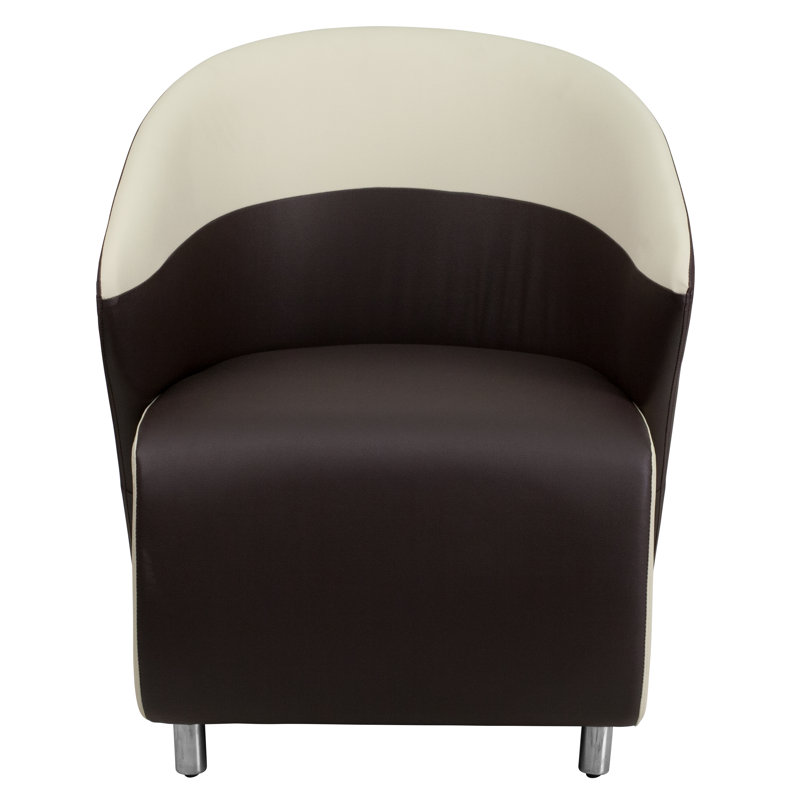 Méridienne incurvée NavS LeatherSoft, Brun foncé / Beige