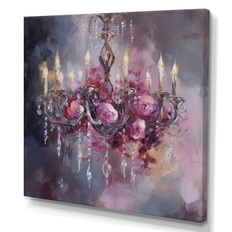 Élégant lustre floral I - lustre, art mural, Toile tendue, H 16 po x l 16 po x P 1 po