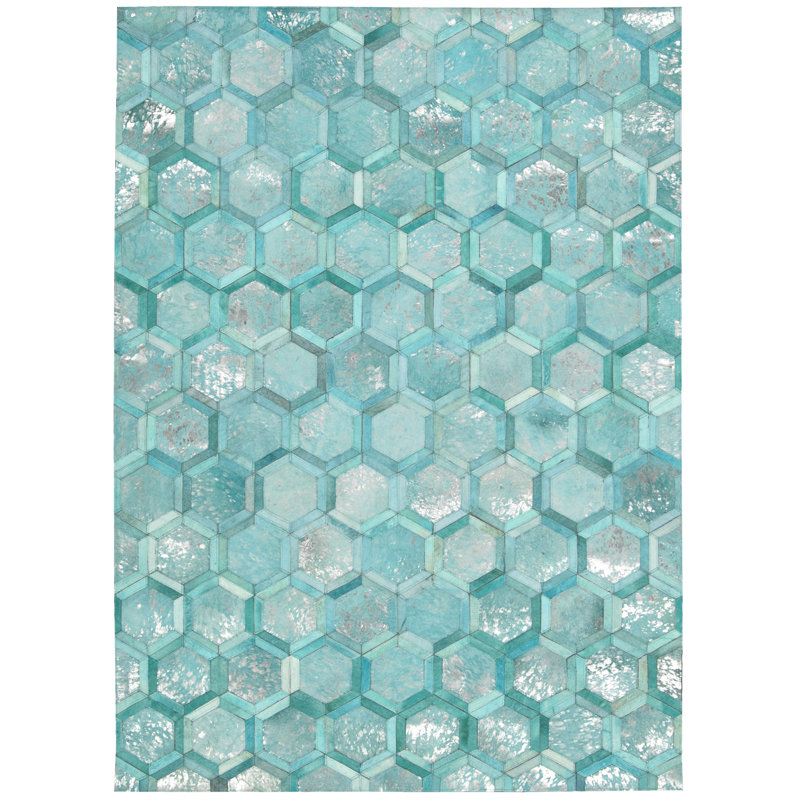Leather Geometric Area Rug, 8' x 10'