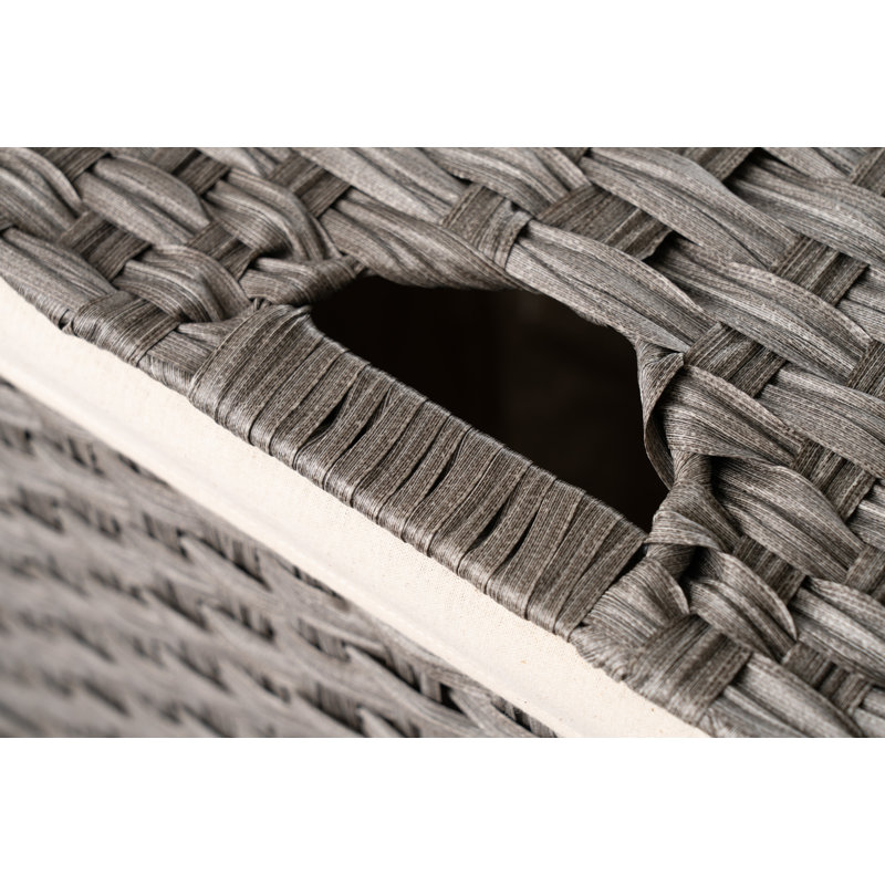 Wicker Laundry Hamper with Handles, Gray