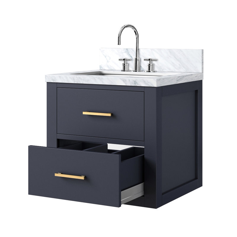 Meuble-lavabo bleu l 20 po x P 18 po - Cadre et robinet en acrylique à fermeture en douceur en bois massif avec contreplaqué pour baignoire, meuble-lavabo, lavabo de douche, lavabo, luminaire