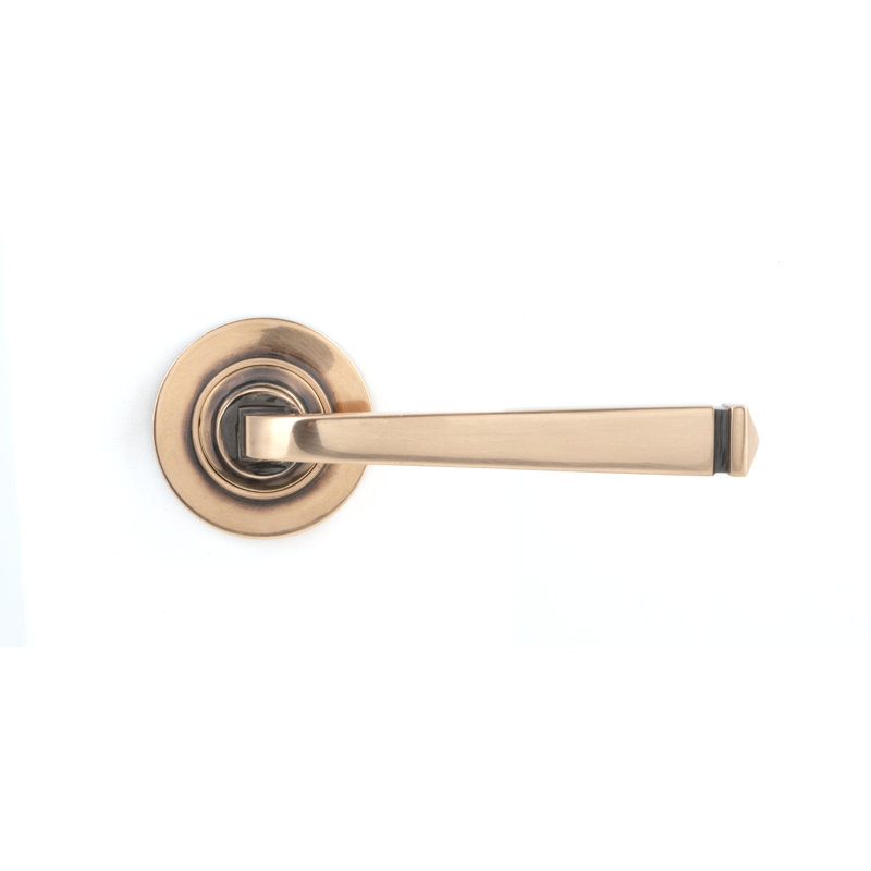 Avon Round Lever on Rose Set (Plain) - Unsprung, Polished Bronze