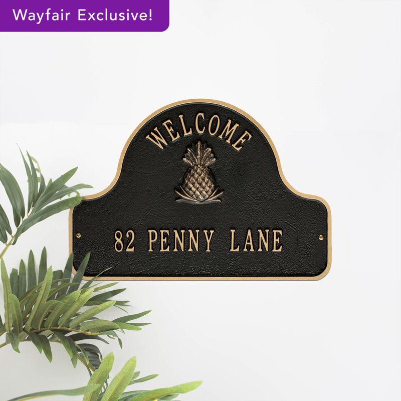 2-Line Wall Address Plaque, Black / Gold, Yes