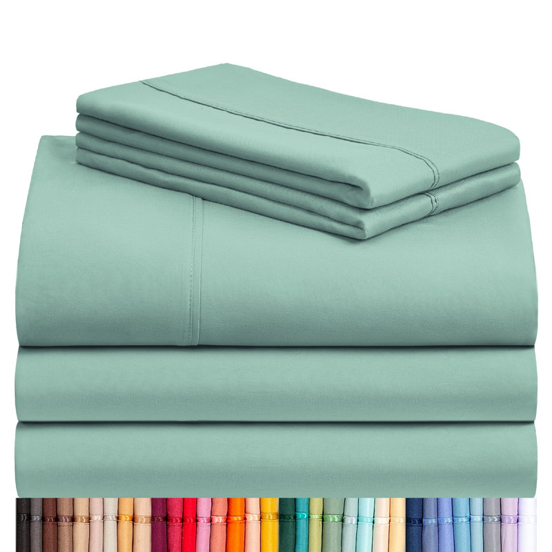 Luxclub 4 PC Aqua Silky Soft Cooling Deep Pocket Performance Sheet Set, Twin Sheet Set with 1 Pillowcase, Light Teal