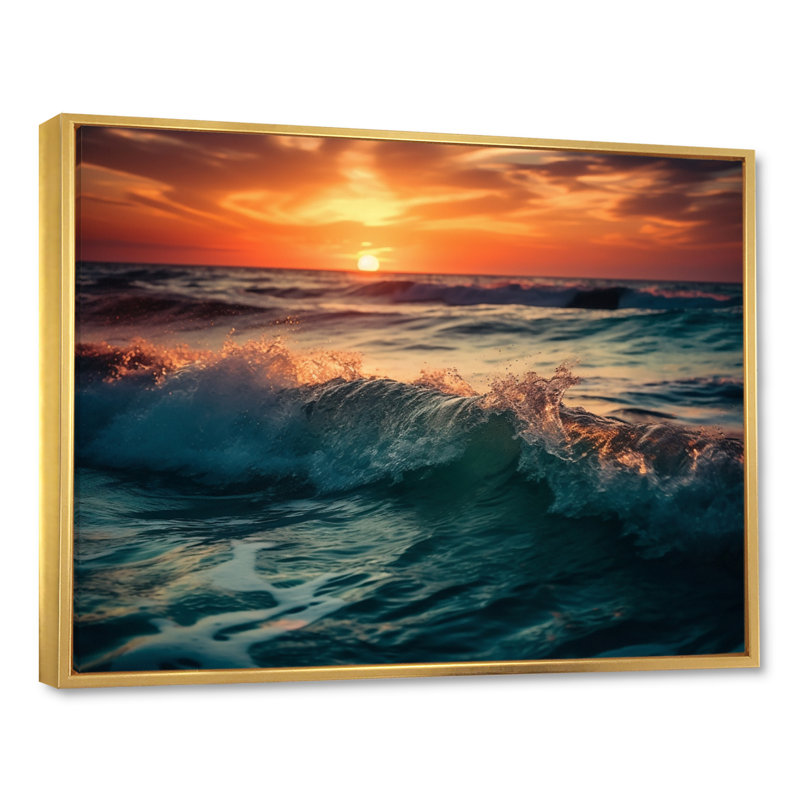 Océan Tranquillity V - imprimé, H 16 po x l 32 po x P 1 po, Cadre flottant doré