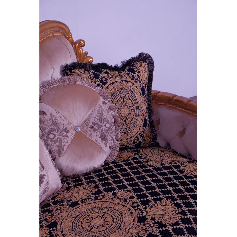 3 Piece Modigliani Ii Sofa Set Black Gold Fabric