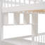 Lit superposé simple au-dessus de simple blanc avec tiroirs de rangement et bureau d'étude - Idéal pour les invités en famille qui dorment sous les tablettes-129982989