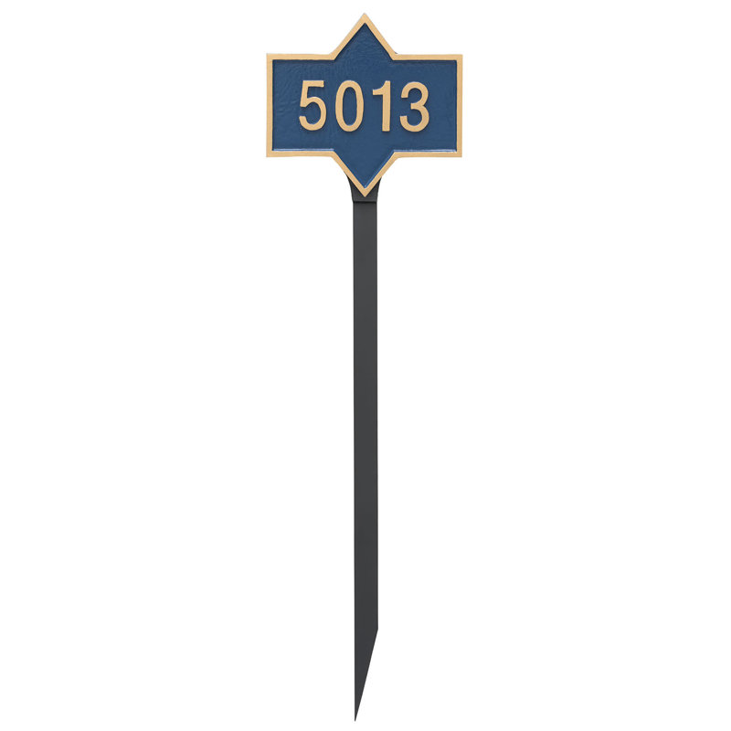 Piedmont 1-Line Lawn Address Sign, Black/Gold