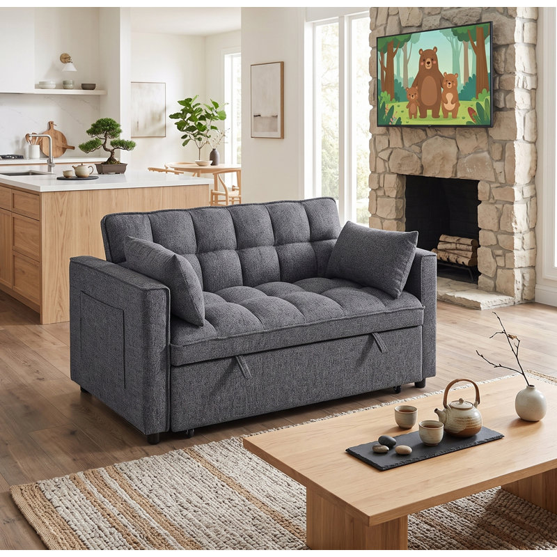 Sienna 53” Wide Tufted Convertible Sleeper Sofa,Full Futon Sofa Bed