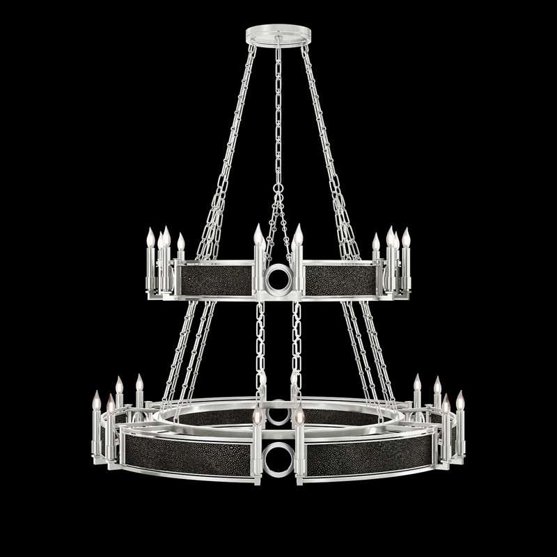 Mirage 24 - Light Glass Chandelier, Black Knight/Silver/Nickel