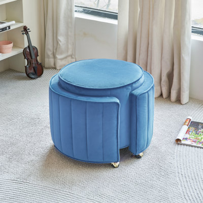 Repose-pieds rembourré avec roulettes, tabouret de coiffeuse en velours pour repose-pieds