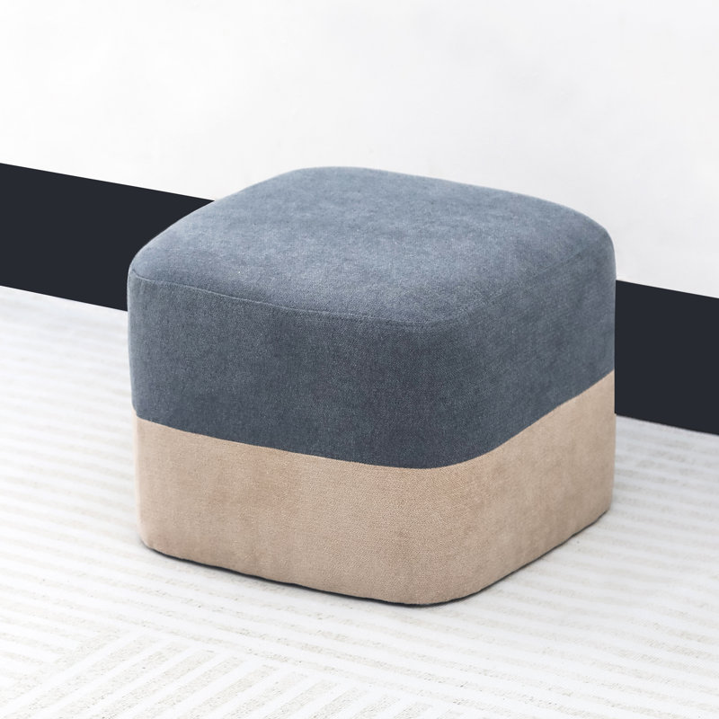 Upholstered Ottoman, Light Blue