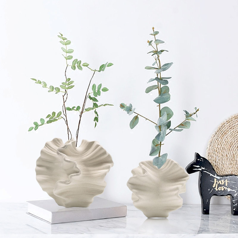 Ceramic Vase, Minimalist Nordic Boho Style, Set Of 2, White