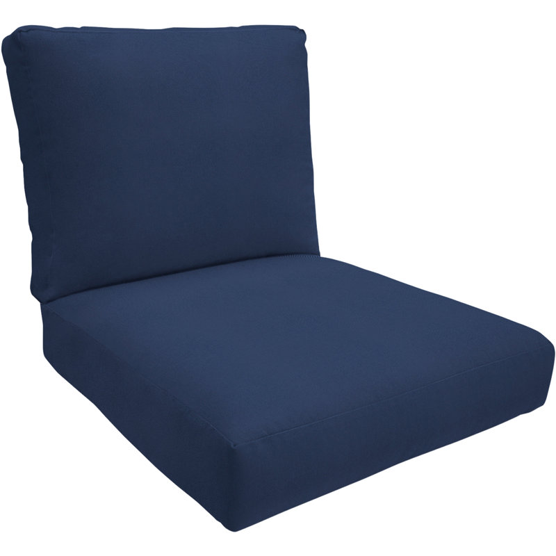 Eddie Bauer Outdoor Lounge Chair Cushion, Sunbrella Fade & Water Resistant for Outdoor Lounge Chairs & Deck Recliners, 24"W x 24"D, 5" thick; Back 25"W x 20"H, 5" thick, Reversible, Canvas Navy