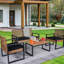 Mobilier de balcon extérieur: 4, table, brun, chaises ergonomiques, rouille - Structure 4: rouille - Coussins