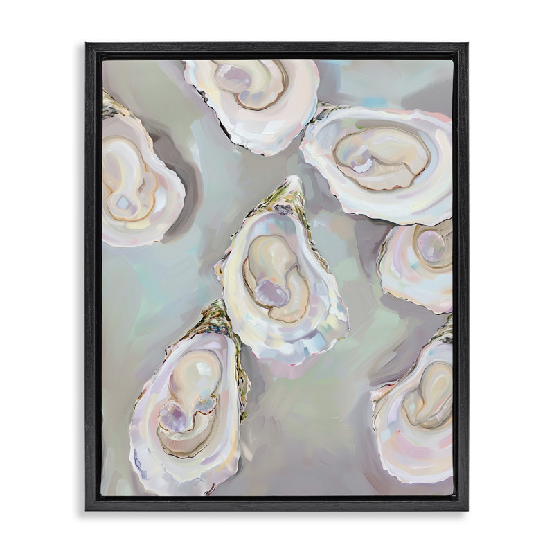  "Pastel Oysters Still Life", art mural encadré flottant par Arlington Prints, H 21 po x l 17 po, Cadre flottant noir de jais