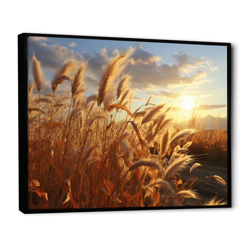 Wildflowers In Sunset Tranquil Harvest II, reproduction d'art sur toile, 12" H x 20" W, Cadre flottant noir