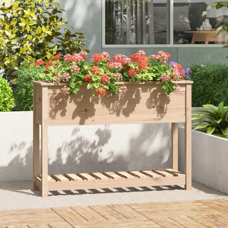 Aalap Wood Raised Garden Bed, Natural Brown, 81cm H x 111.5cm W x 34.5cm D