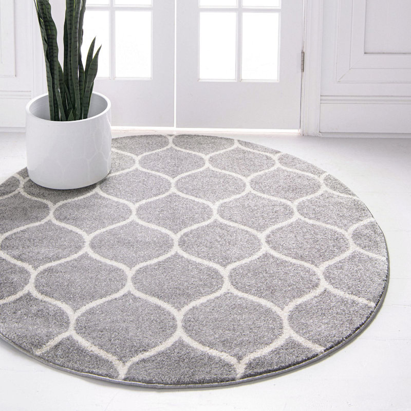 Tapis contemporain Tellaro couleur cendré, Rond 8 pi