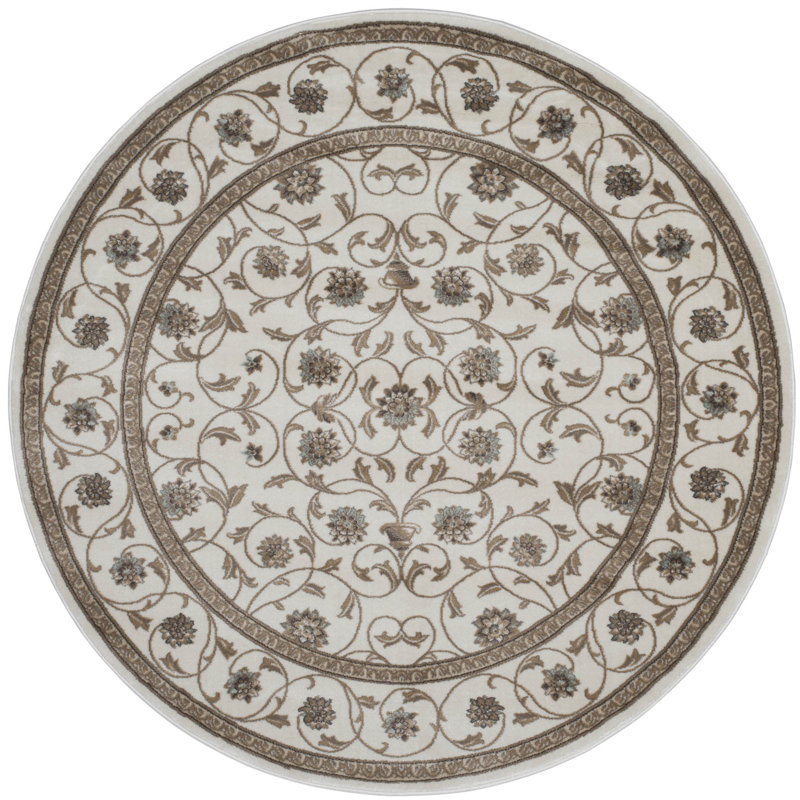 Tapis os crème/ivoire Pisa, Rond 7 pi 10 po