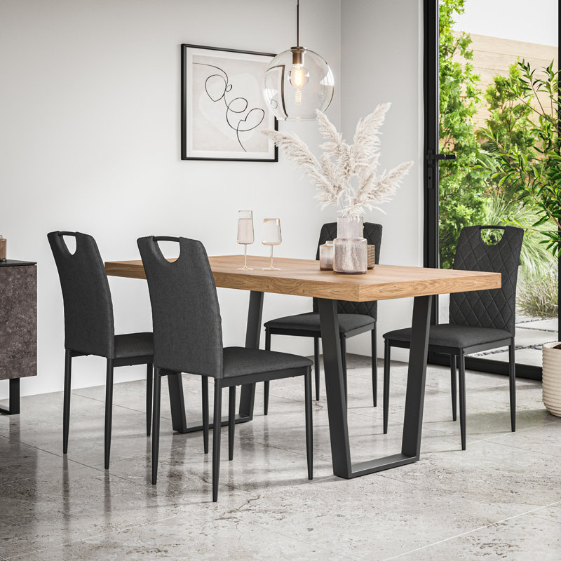 Davius 4 - Person Dining Set, Tan/Black/Charcoal