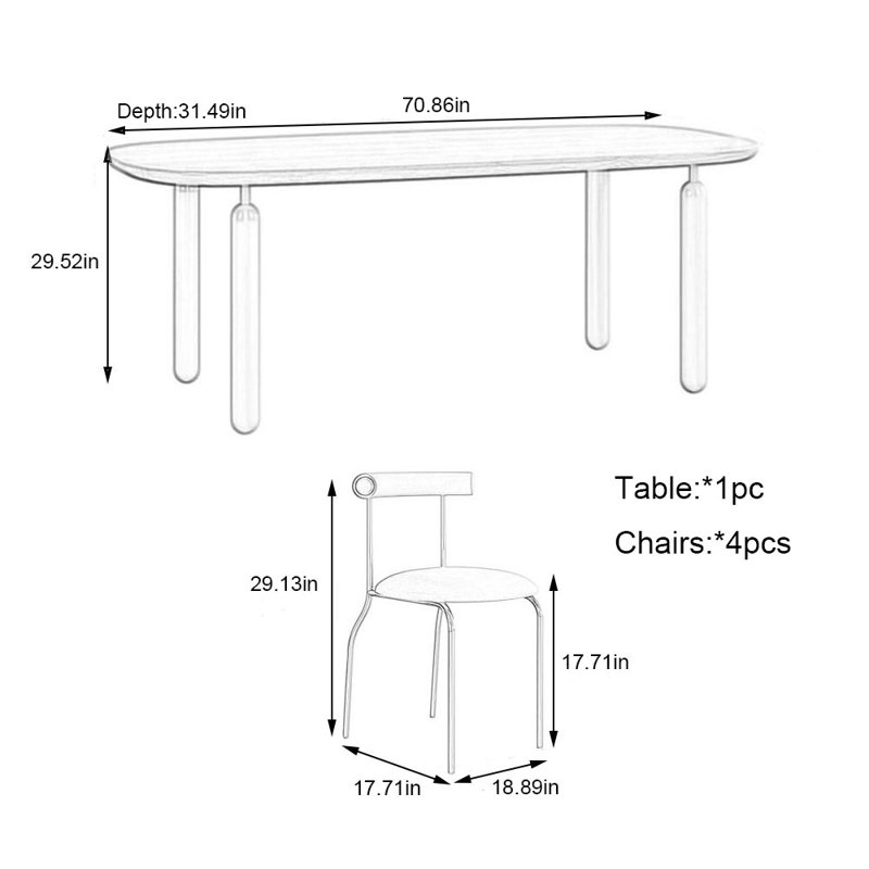 Ensemble de salle à manger Fahmidah, H 29,52 po x L 70,86 po x l 31,49 po