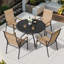 Ensemble repas 5 pièces pour patio avec trou pour parasol et chaises empilables en textilène