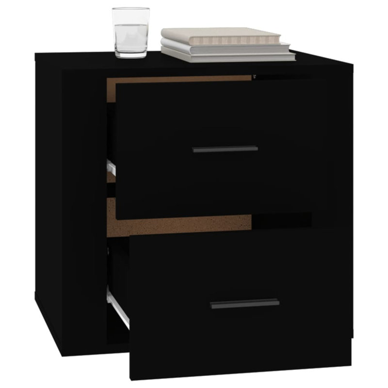 50cm W Manufactured Wood Bedside Table, Black