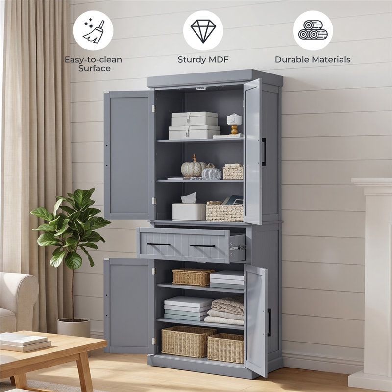 Buntin Kitchen Cabinet, Grey