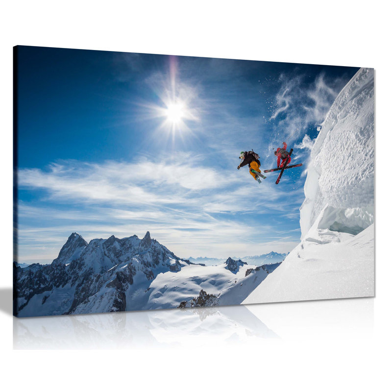 Free Style Skiing Over Glaciers - Wrapped Canvas Print, 31cm H x 46cm W x 3cm D