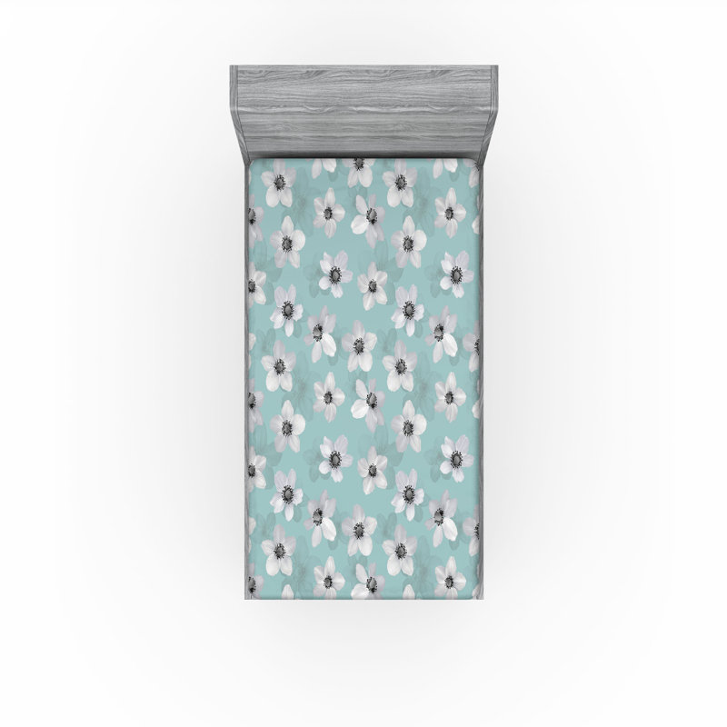 Drap-housse Ambesonne, Drap-housse pour lit simple TG, Amande, vert, blanc cassé / floral