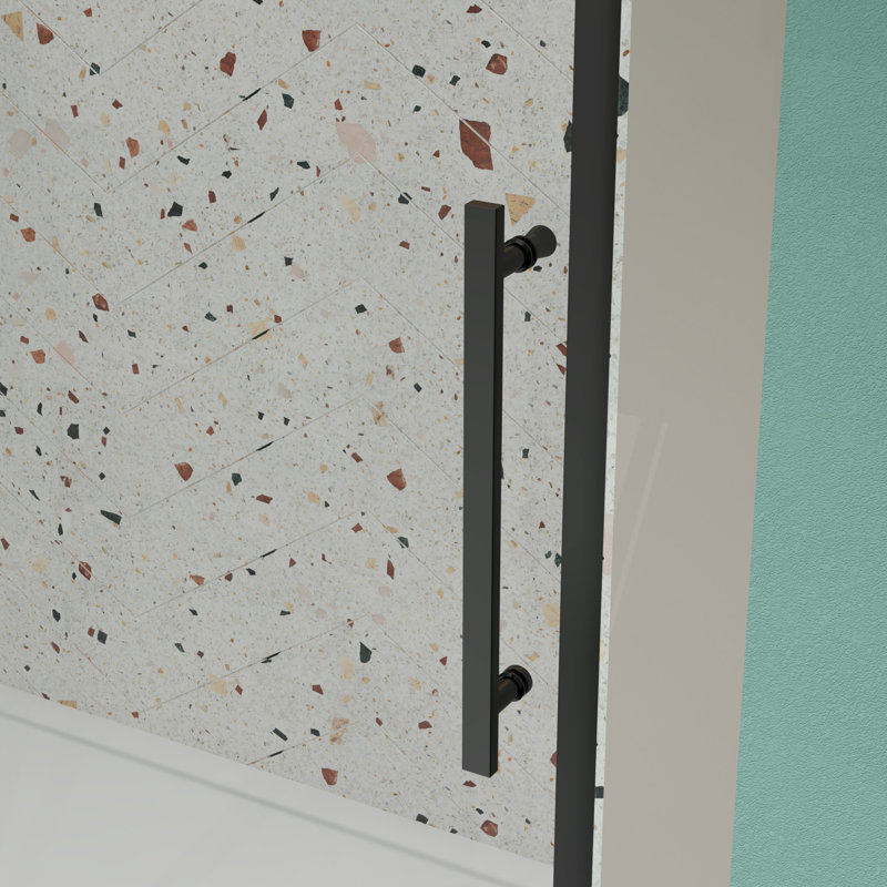Matte Black 54"W x 72"H Sliding Shower Door with Stainless Steel Handle