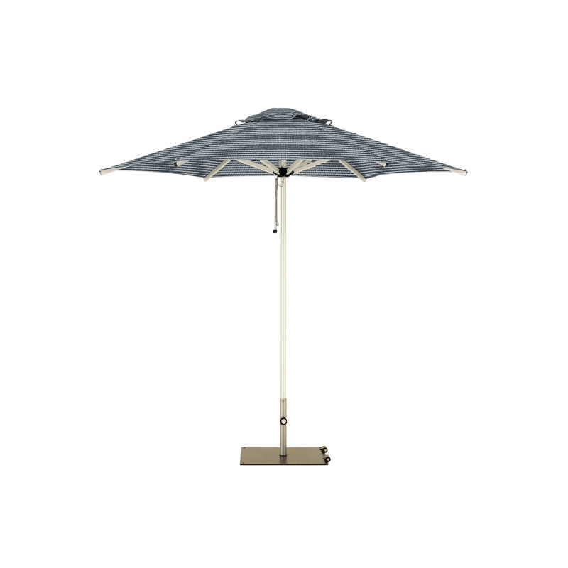 Mistral Round Market Umbrella, Square Metal with wheels+2" Stainless Steel Tube, 8'10", Tuscany