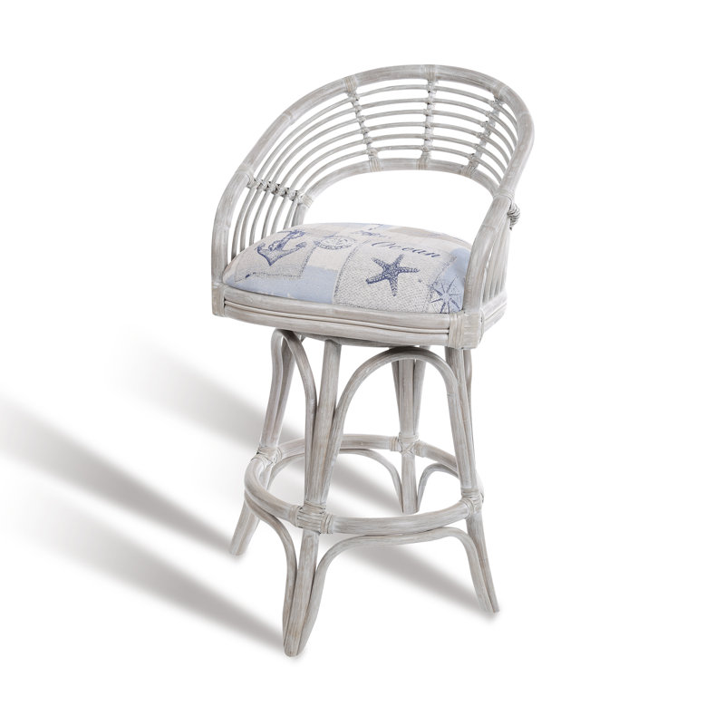 Danetra Swivel Stool, Blue Gray/White Gray Frame, Bar Stool (32" Seat Height)