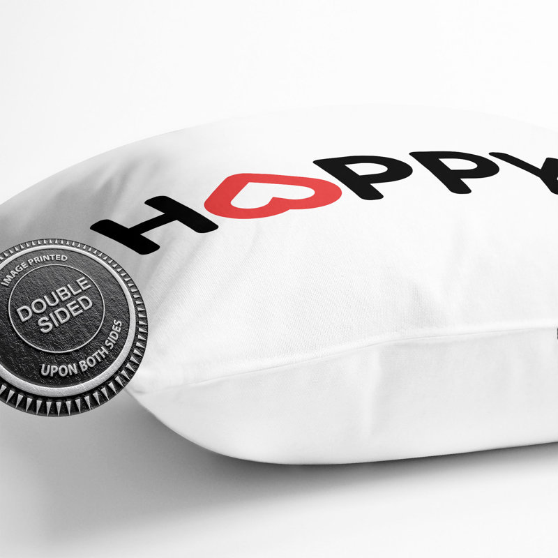 Happy Square Throw Cushion, 40cm H x 40cm W x 15cm D