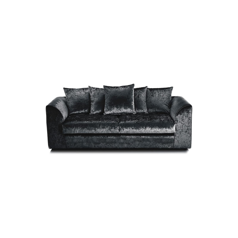 100% Crushed Velvet 3 Seater Sofa, Black
