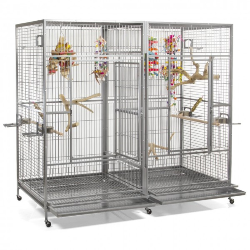 HQ Double Macaw Cage with Divider - Platinum, Platinum