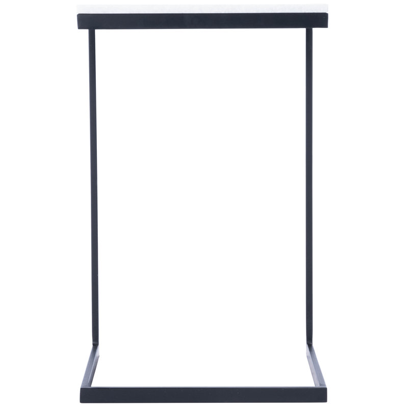 Table de bout en marbre C, Plateau blanc / base noire
