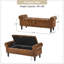 Banc de rangement Mid-Century moderne, banc rembourré en similicuir de 51 po de large avec accoudoirs, grand banc d'entrée en bois pour le salon, la chambre à coucher-783838508