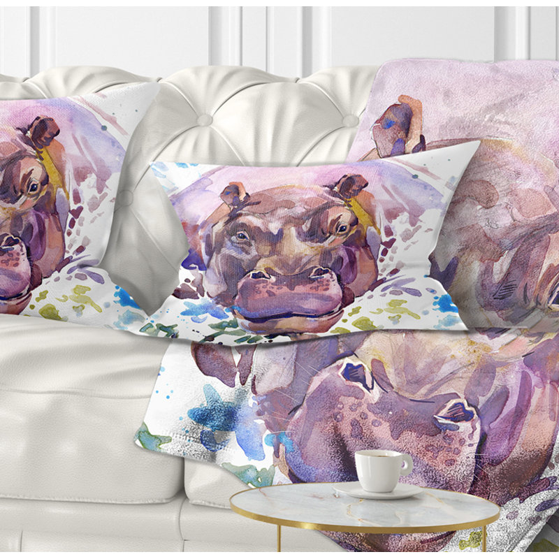 Coussin Hippopotamus, Rectangulaire, 12 po x 20 po